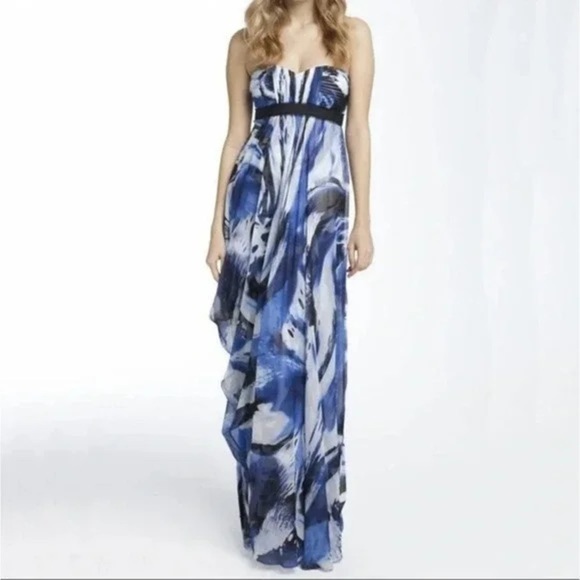 BCBG MAXAZRIA Strapless Cobalt Comb Dress Sz 0 - Picture 1 of 5